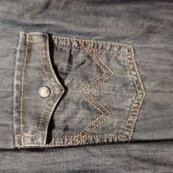 Wrangler Retro Premium Denim Snap up Shirt XXL Blue Like New - Picture 2 of 6